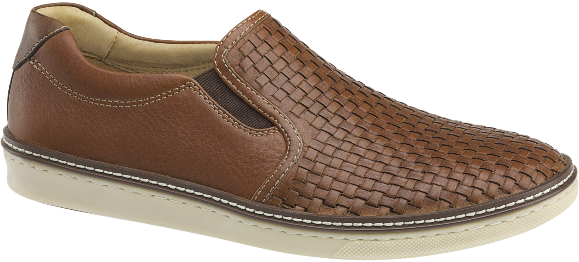 Johnston Murphy Men's Mcguffey Woven Slip-On 25-1382 Tan Full Grain Leather