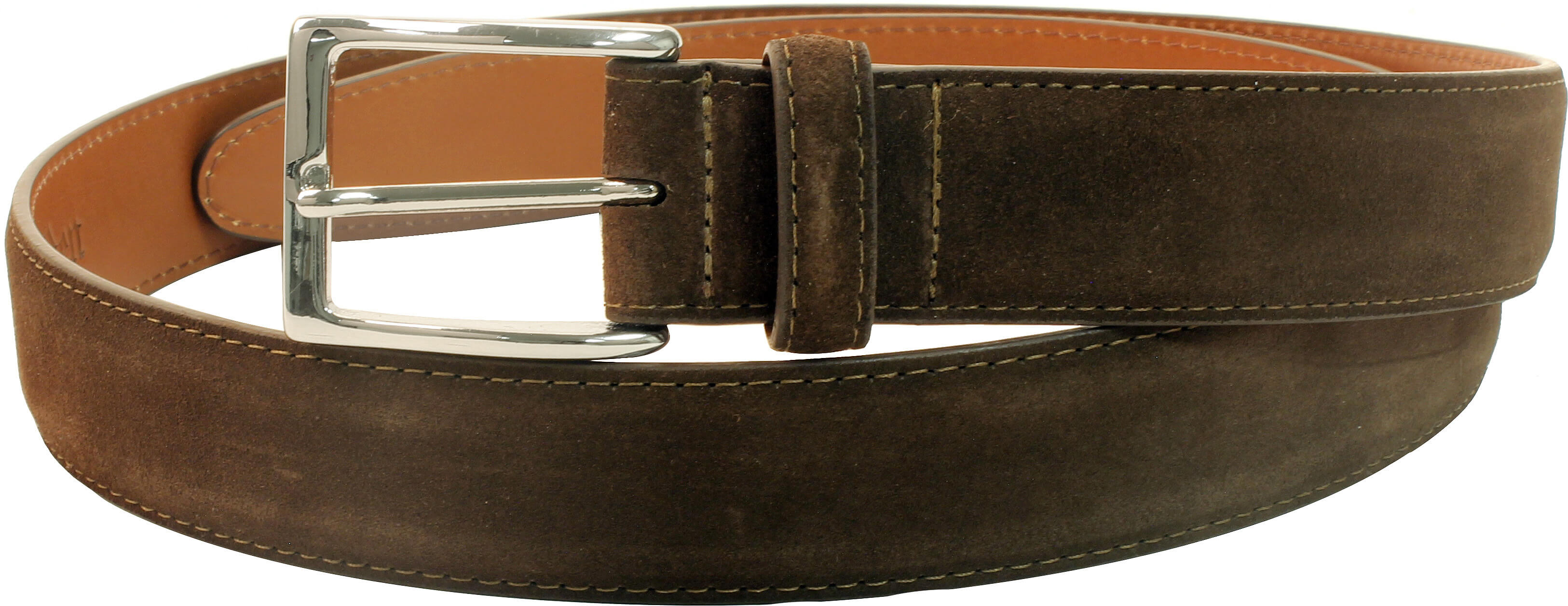 Alden Belts 35mm Suede Dress Belt - Brown-Nickel - The Shoe Mart