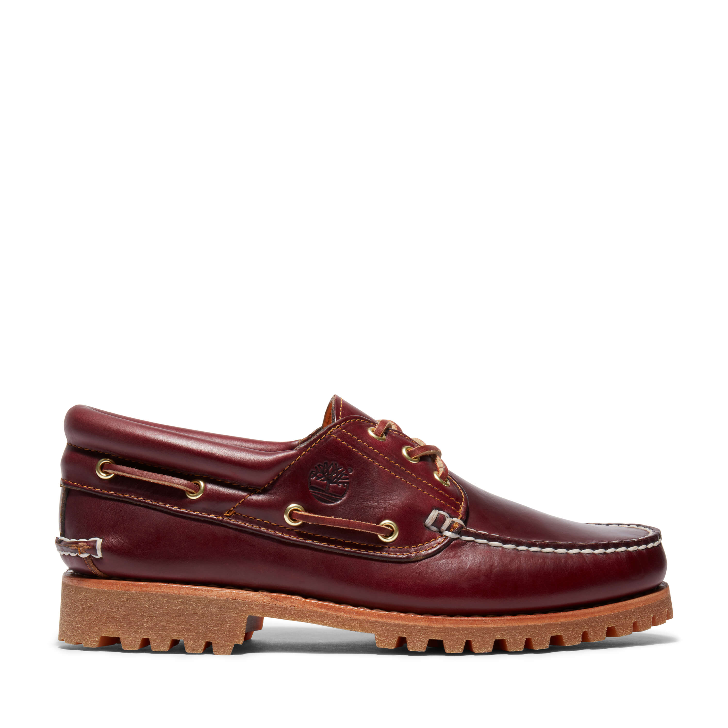 Timberland Men's 3-Eye Lug Handsewn Boat Shoes TB050009648 Burgundy  Full-Grain