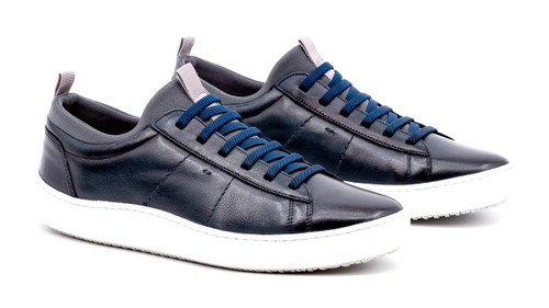 Martin Dingman Men's Leather Sneaker Navy Sheep Skin Leather - The Shoe ...