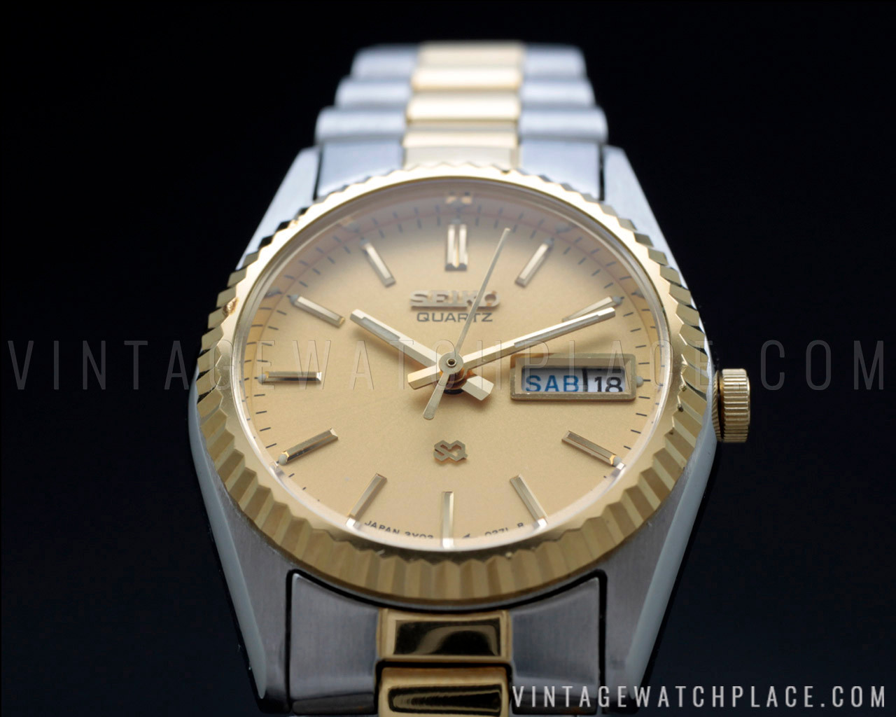 Vintage Seiko S3 Watch Gold Tone Womens  Day Date 3Y03-0160 New Old Stock 1991 Classic Ladies main image 2