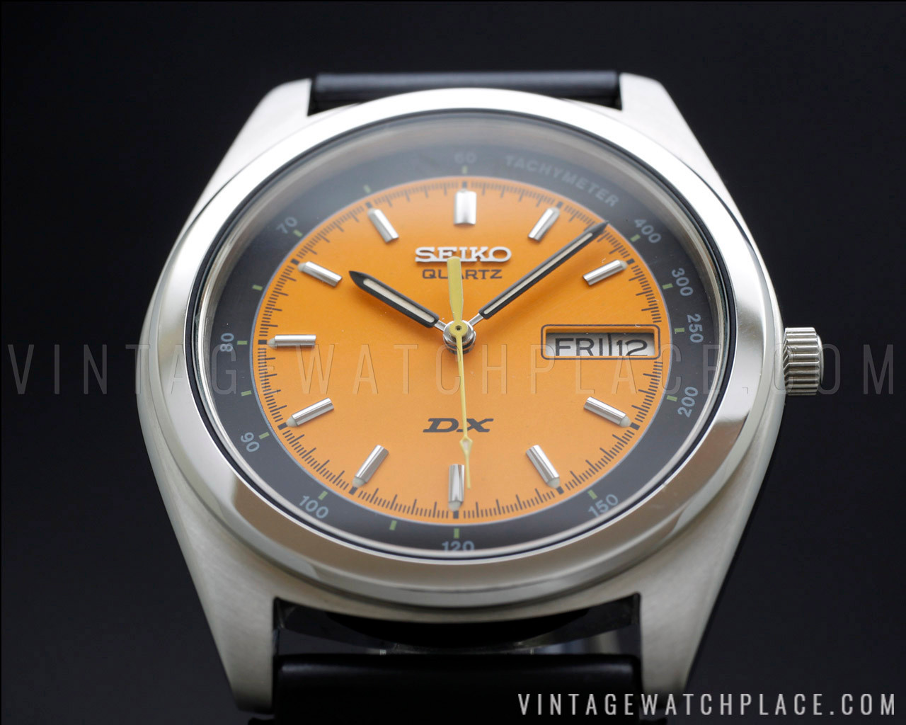 New Old Stock 1989 Seiko DX orange dial Quartz vintage watch