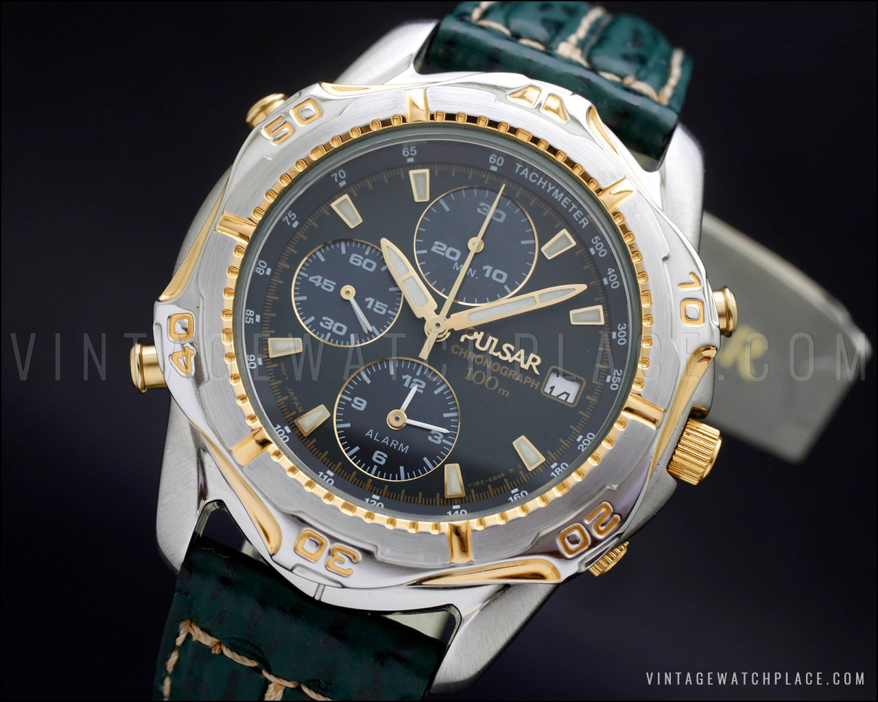 New Old Stock Pulsar by Seiko Chronograph vintage diver watch