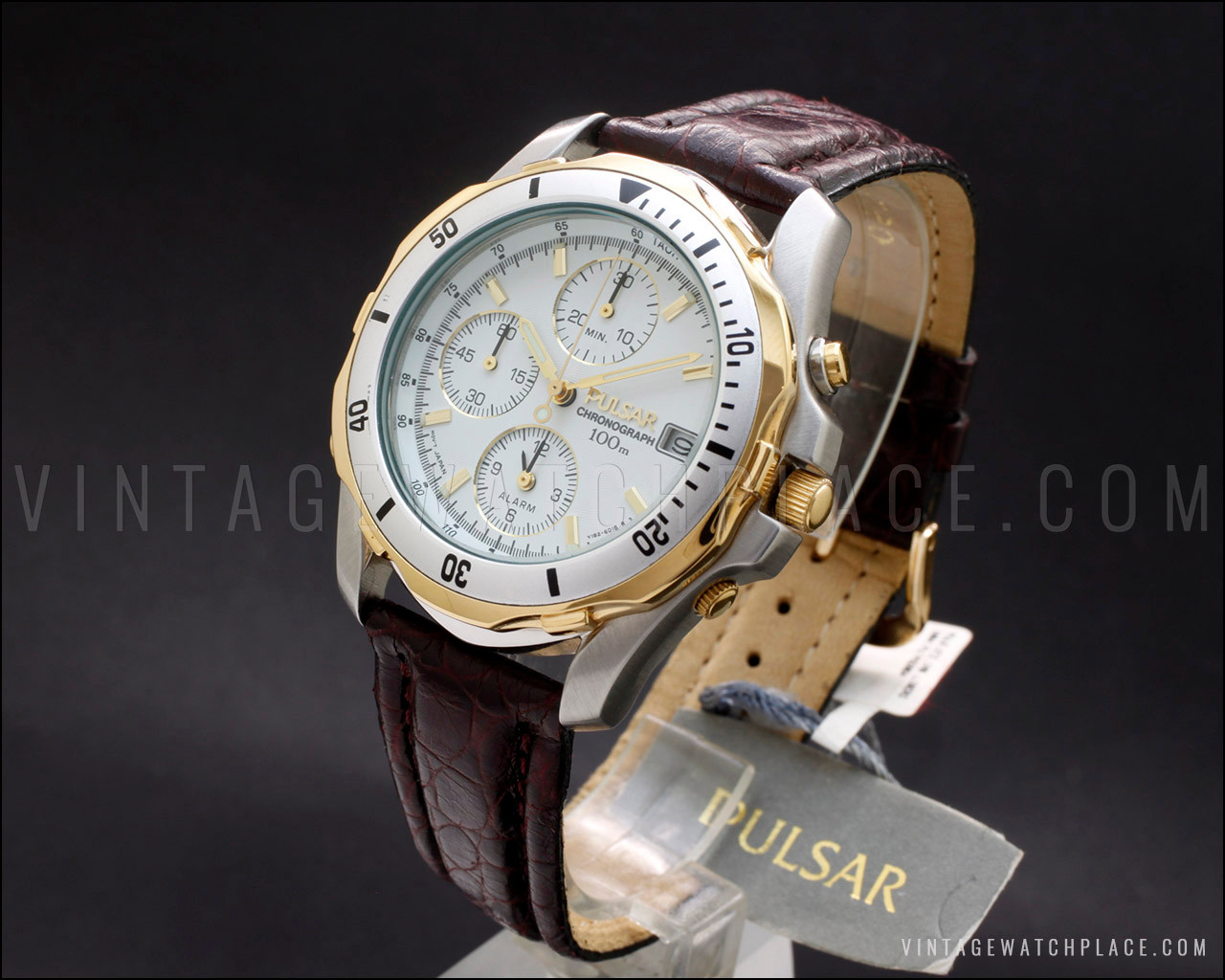 Montre Pulsar Seiko SZ057 Y182-6A60 Chronographe Alarme - Vintage Années 90 NOS