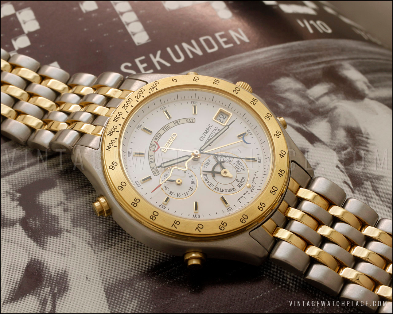 New Old Stock 1991 very rare Seiko Olympic Perpetual calendar