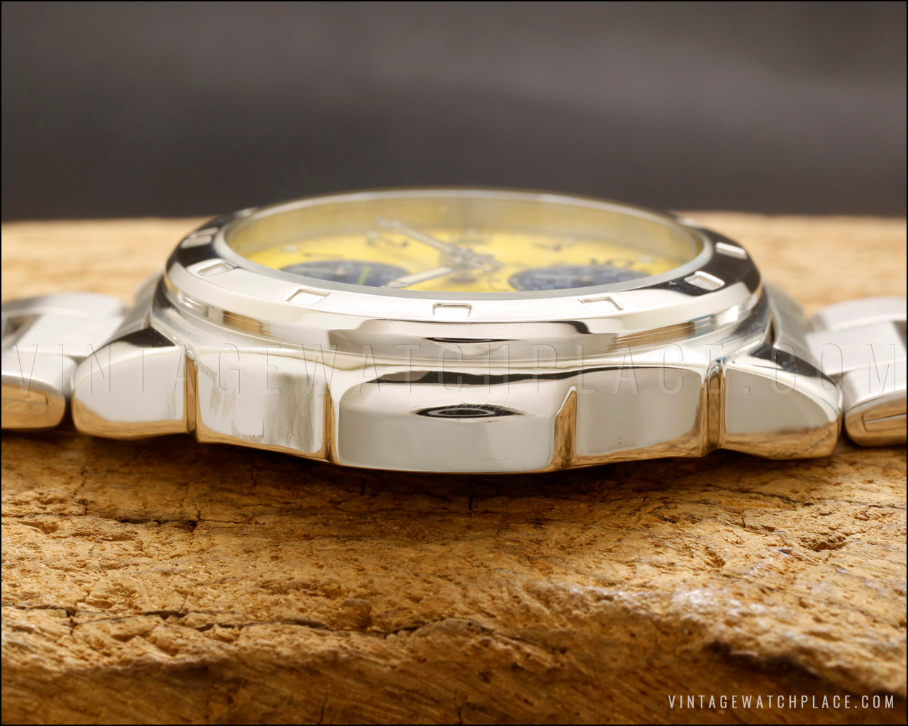 New Old Stock 1998 Seiko Quartz Chronograph vintage watch, yellow 