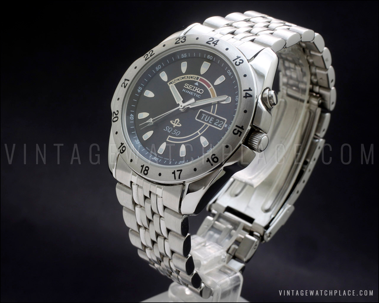 New Old Stock 1995 SEIKO SQ50 KINETIC 5M43-0A20, new capacitor