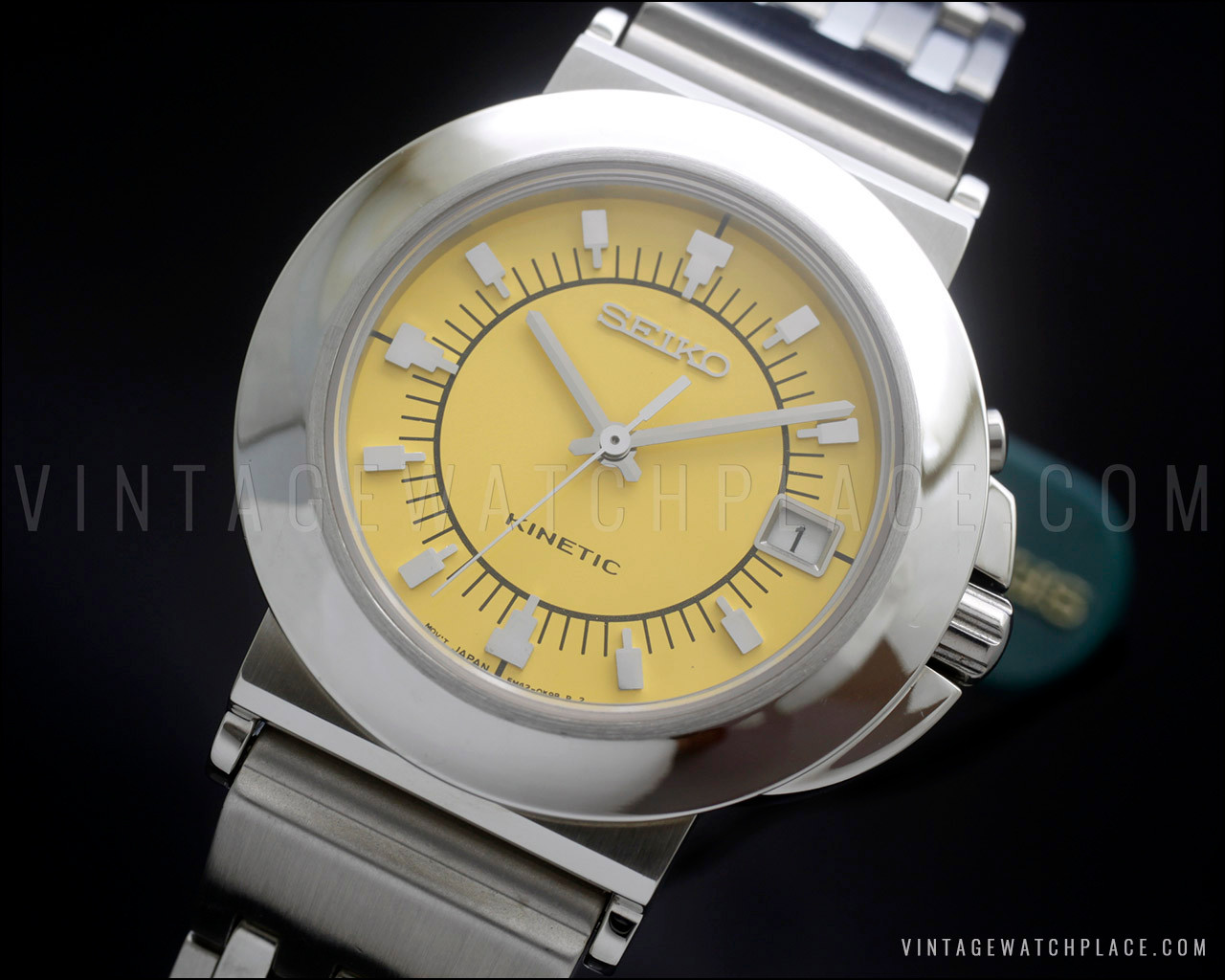 New Old Stock 1998 SEIKO KINETIC 5M42-0G50, very rare, yellow dial