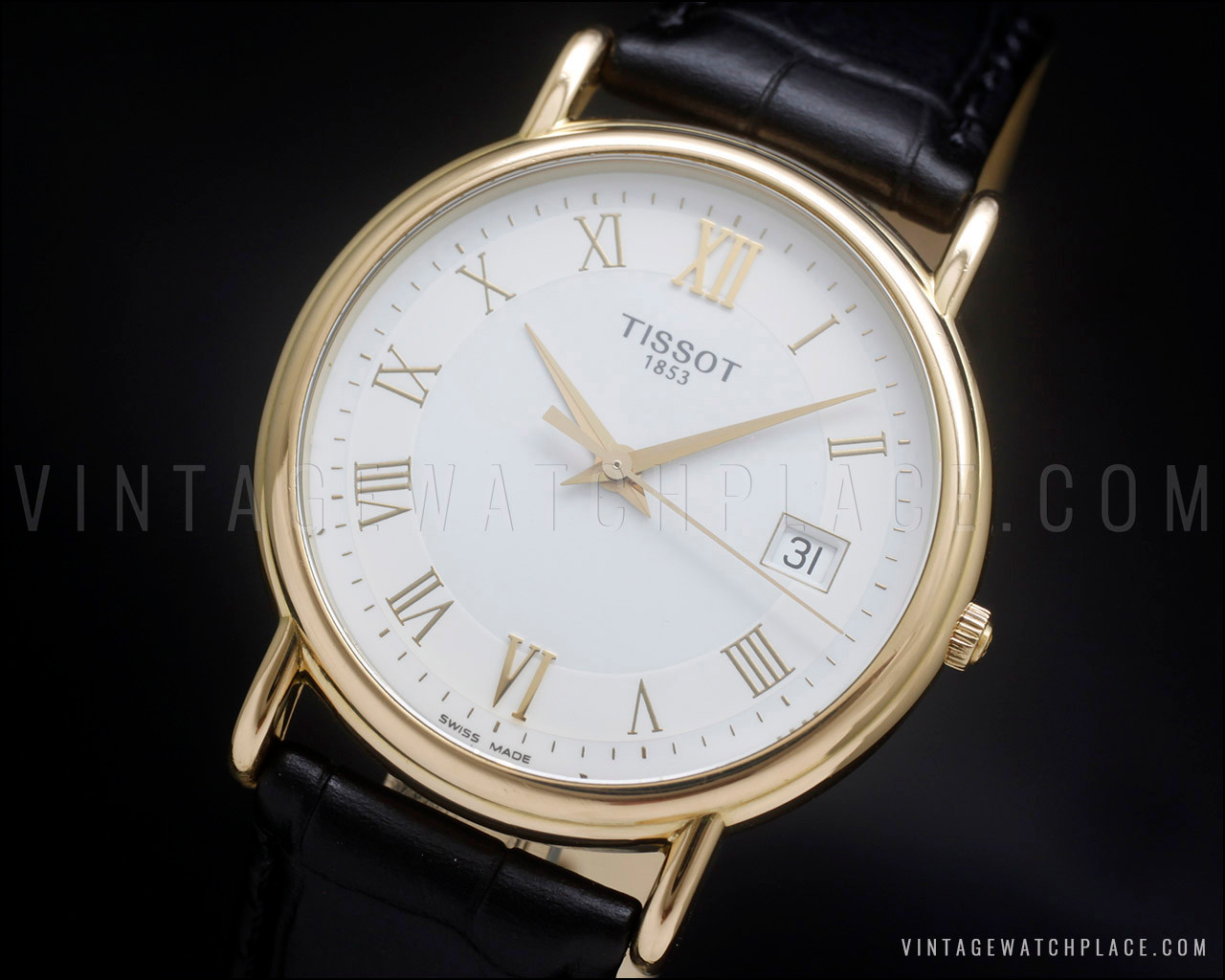 green emerald velvet dress Tissot Goldrun 14K Yellow Gold Date Gold-Tone Dial Quartz Mens Watch  T73240321 main image 1