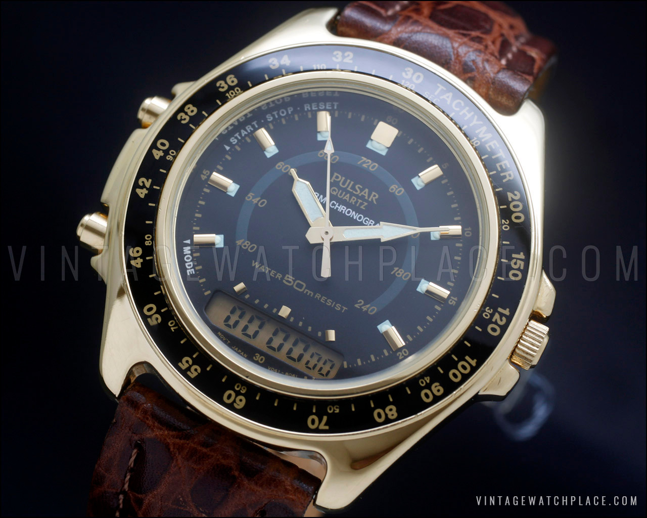 プレイテック コルネット PTCR−200本体ゴールド アルミワウワウミュート New Old Stock Pulsar V041-8020 Chronograph vintage Pilot's watch