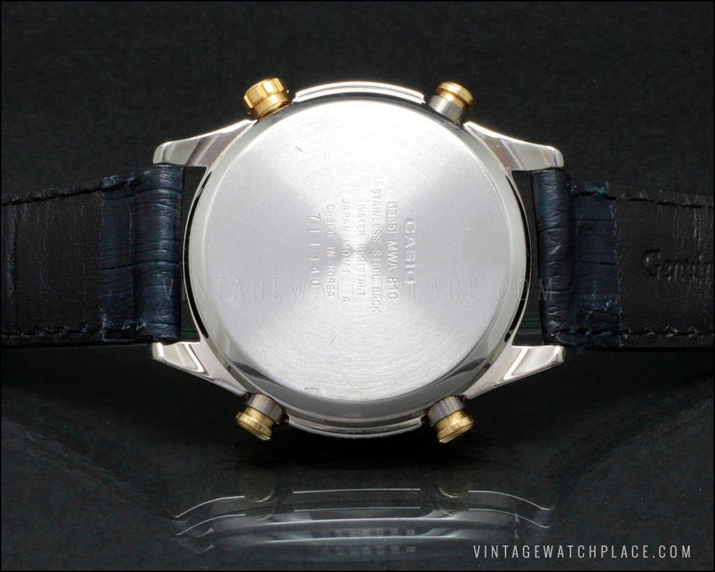 Casio chronograph MWA-810 vintage quartz watch, Ana-Digi, Illuminator,  Alarm, Chime, Dual time, new old stock, white dial, steel \u0026 gold NOS