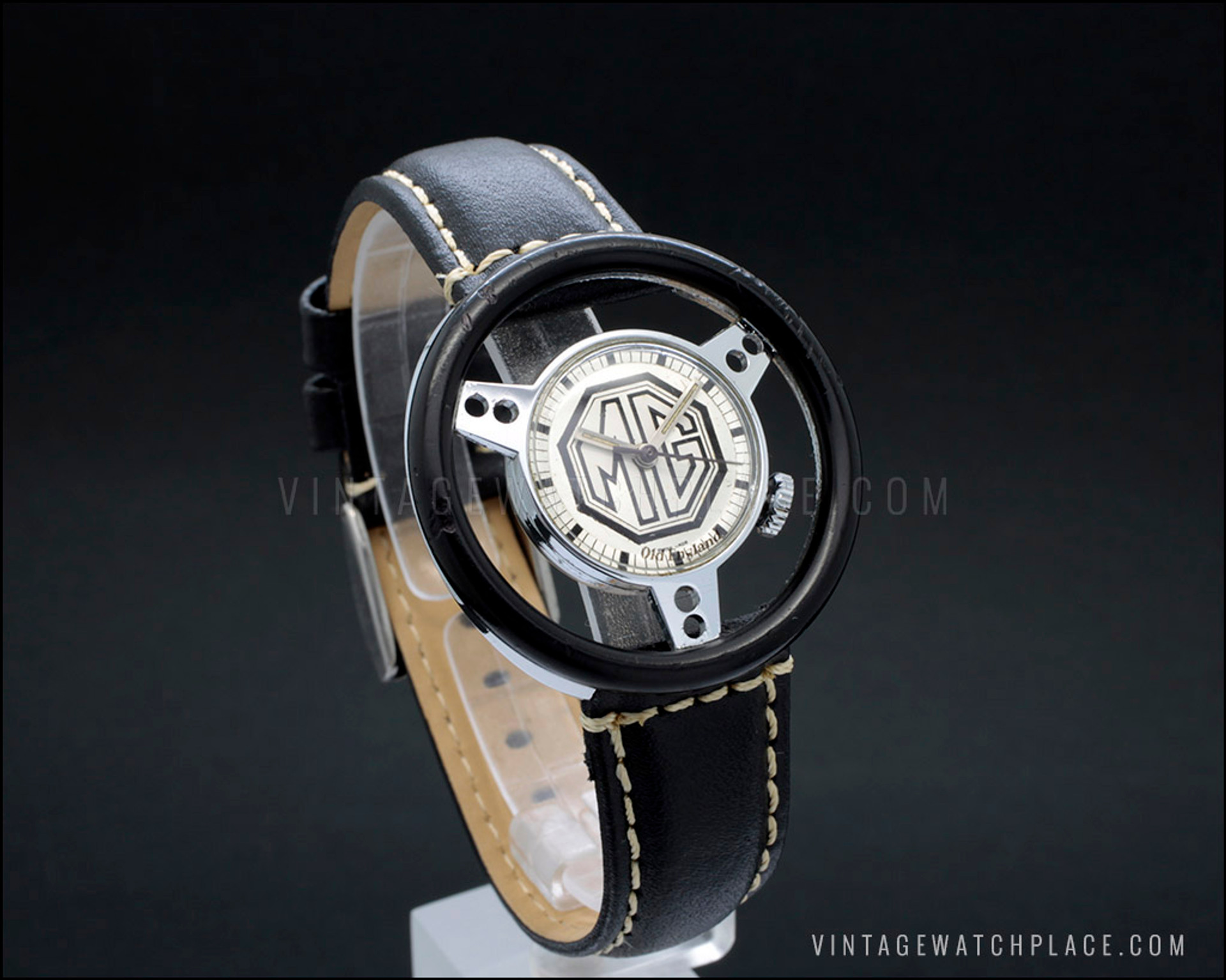 Swiss made Old England MG vintage watch, EB 8461, silver dial, MG