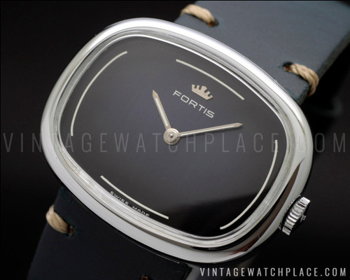 New Old Stock 70's small Fortis mechanical vintage watch NOS, blue