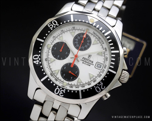 New Old Stock Festina Diver Chronograph vintage, NOS, inverted panda