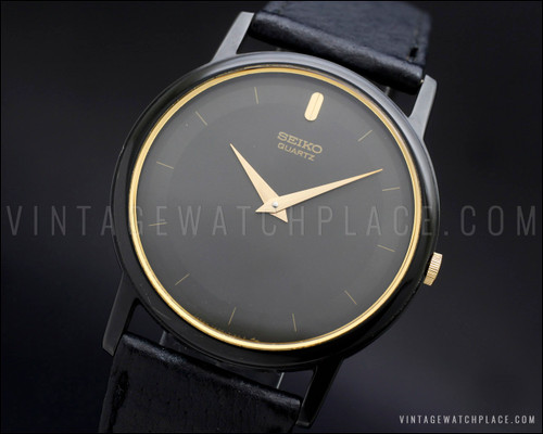New Old Stock June 1985 Seiko quartz vintage watch NOS, very black!