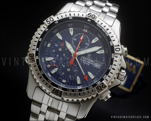New Old Stock Festina diver 100M Alarm Chronograph vintage, NOS