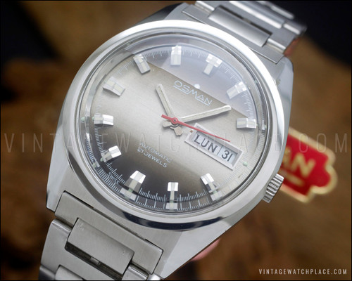NOS Osman automatic vintage watch, Blue dial, ETA 2789