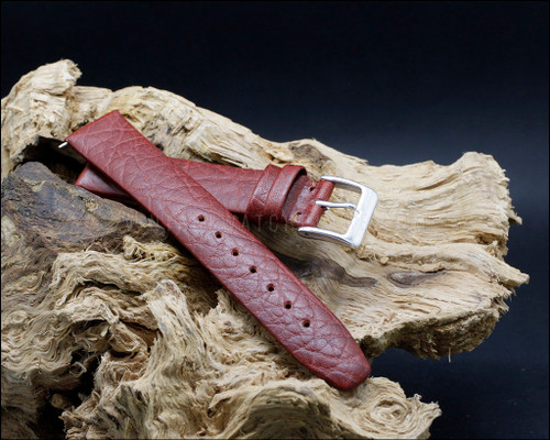 Dress, unstitched, buffalo grain, matt Chestnut brown watch strap, 16-18-20mm.