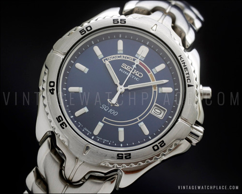 New Old Stock rare Seiko Kinetic SQ 100 vintage watch 5M42-OA80, NOS