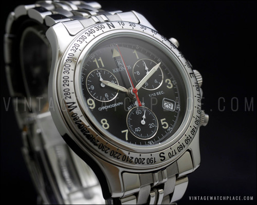 New Old Stock Kronos Aviator chronograph Quartz vintage watch ref. 4 ...