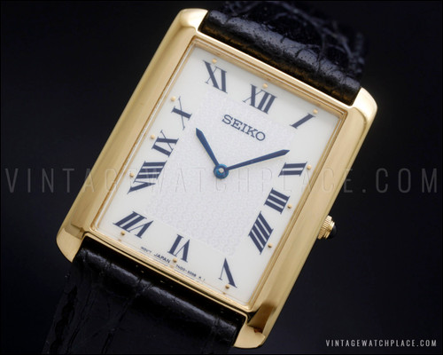 New Old Stock dress Seiko quartz vintage watch, very flat, beautiful dial, 7N00-5C20, NOS