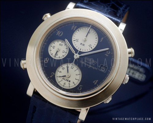 New Old Stock Seiko Chronograph black dial vintage watch 7T32-6C30, NOS