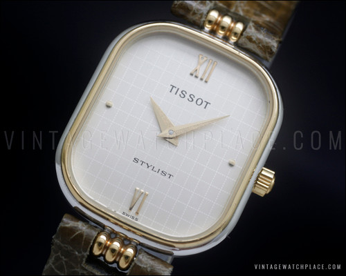 New Old Stock 80's Tissot Stylist fancy lugs Ladies vintage watch NOS D124