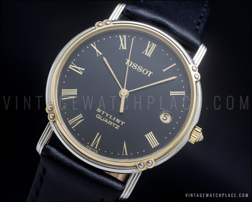 New Old Stock 80's Tissot Stylist  A-176 duo-tone dress vintage quartz watch, NOS