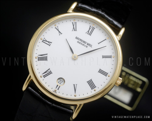 New Old Stock Raymond Weil dress vintage watch NOS all 18K GP 9124