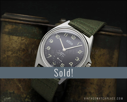 NOS Arsa (Auguste Reymond) Ultra rare military vintage mechanical watch Wehrmachtswerk, Black dial