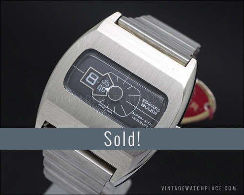New Old Stock Buler Super-Nova Jump hour vintage watch, 100% original!, the last one in black!