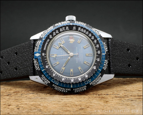 Very rare Ladino World Time 40mm Diver's mechanical vintage watch from ...