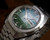 New Old Stock NOS Sakay automatic vintage watch, blue/green dial, faceted crystal