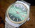 New Old Stock NOS Fortaine automatic vintage watch, faceted crystal, green dial