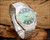 New Old Stock NOS Fortaine automatic vintage watch, faceted crystal, green dial