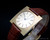 New Old Stock Cyma Chambord Square mechanical vintage watch 701 movement, NOS, golden dial, gold plated, signed crown, original strap