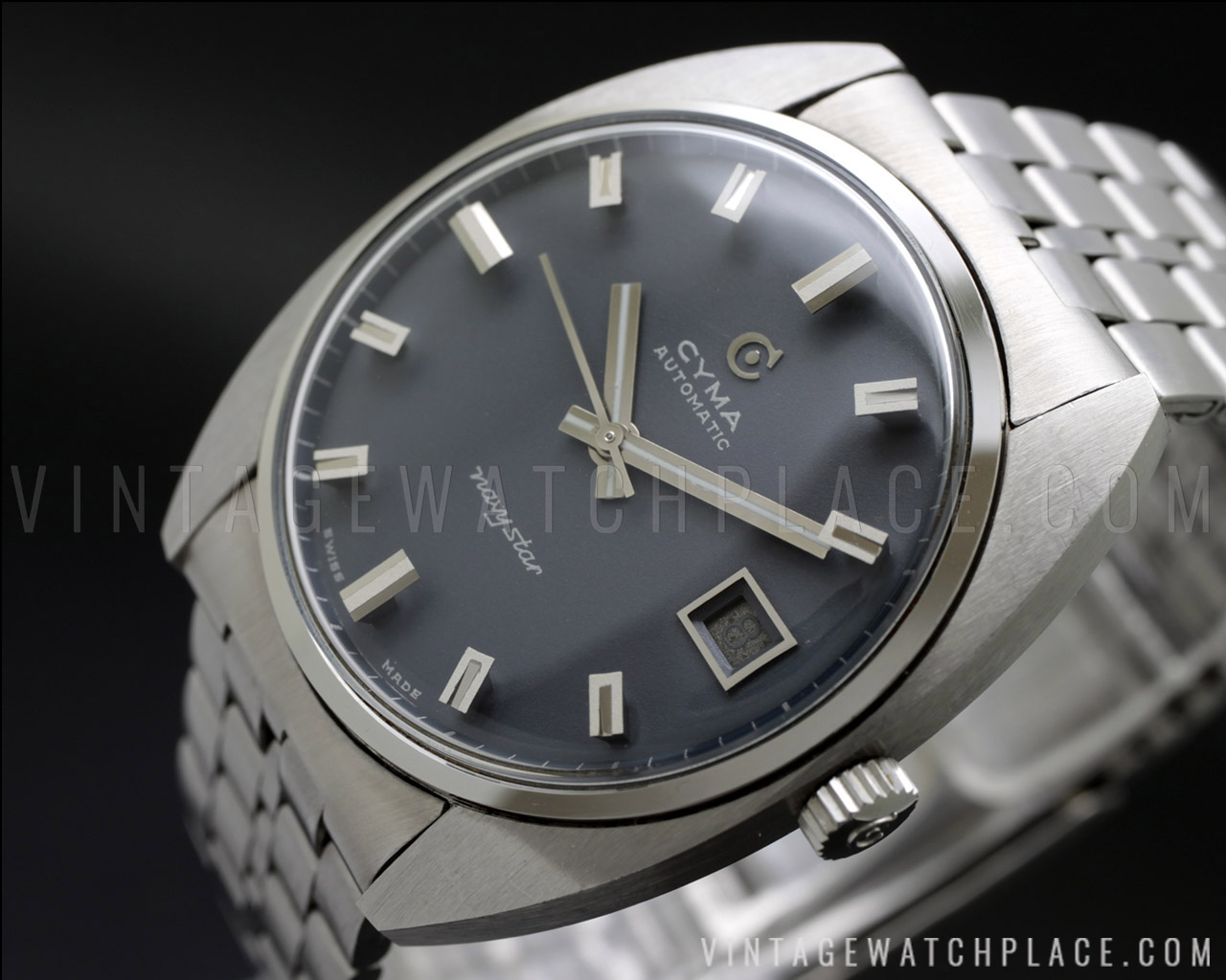 New Old Stock 60\u0027s Cyma Navystar automatic vintage watch 