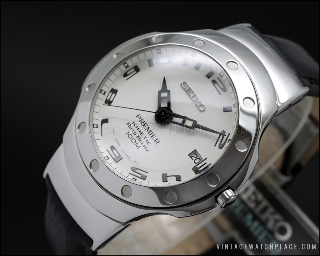 New Old Stock SEIKO PREMIER KINETIC 5J22-0D60, 4 years Auto relay!, new  capacitor, very scarce, retro quartz watch NOS.