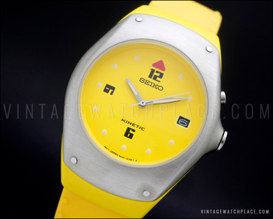New Old Stock rare Yellow SEIKO ARCTURA KINETIC 5M42-0H09