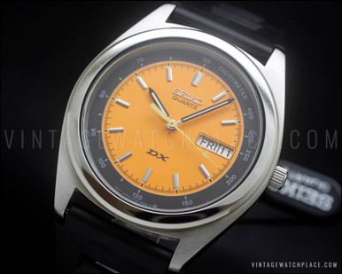 New Old Stock 1989 Seiko DX orange dial Quartz vintage watch, 5Y23