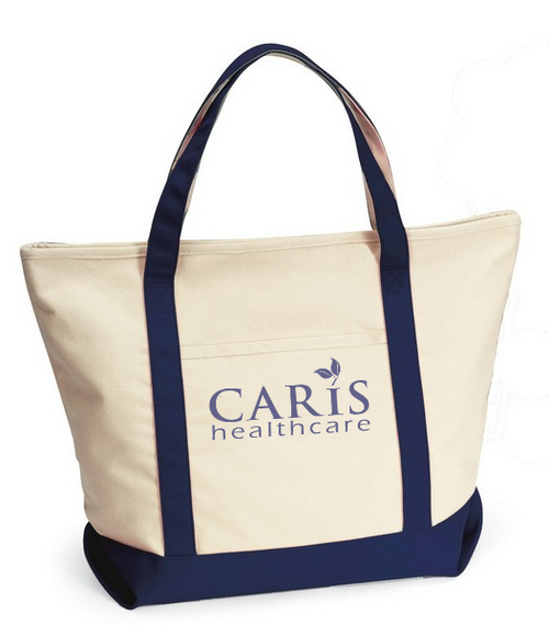 Caris Boat Tote Bag- Beige/Navy 