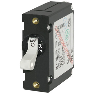 Blue Sea 7197 A-Series White Toggle Circuit Breaker - Single Pole 2.5A Blue Sea 7197 A-Series White Toggle Circuit Breaker - Single Pole 2.5A
