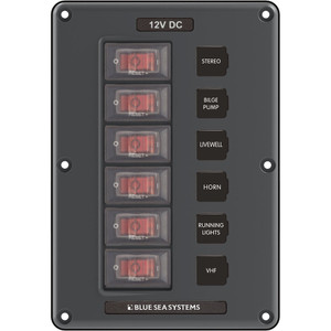 Blue Sea 4322 Circuit Breaker Switch Panel 6 Position - Gray Blue Sea 4322 Circuit Breaker Switch Panel 6 Position - Gray