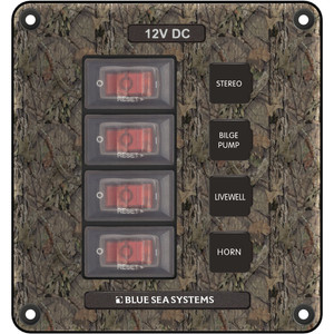 Blue Sea 4323 Circuit Breaker Switch Panel 4 Position - Camo Blue Sea 4323 Circuit Breaker Switch Panel 4 Position - Camo