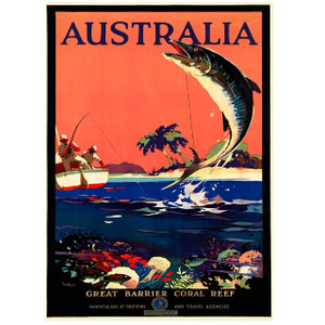 Barrier Reef Sport Fishing Australia Travel Poster Reproduction Barrier Reef Sport Fishing Australia Travel Poster Reproduction