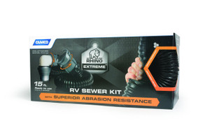 Camco RhinoEXTREME 15' Sewer Hose Kit w/Swivel Fitting 4 In 1 Elbow Caps Camco RhinoEXTREME 15' Sewer Hose Kit w/Swivel Fitting 4 In 1 Elbow Caps