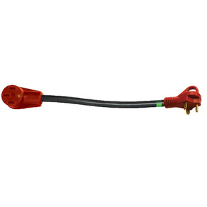 Valterra Mighty Cord 12" Adapter Cord w/Handle - 30AM - 50AF, Red Valterra Mighty Cord 12" Adapter Cord w/Handle - 30AM - 50AF, Red