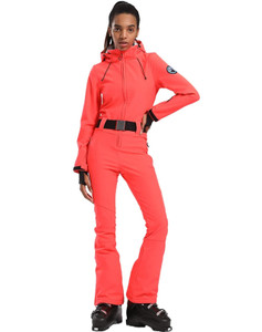 Gsou Snow Women's Classic One Piece Ski Suit With Hood Orange Large