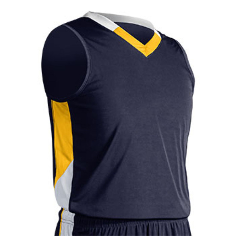 Champro Adult Rebel Basketball Jersey Navy Gold White Large