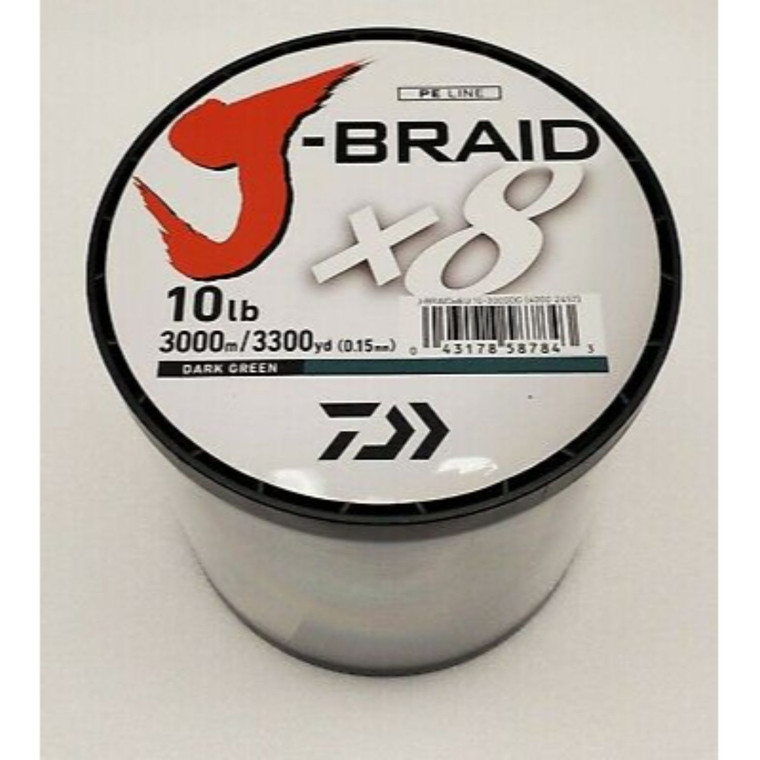 Daiwa J-Braid 8X 3000M Bulk Spool Dark Green